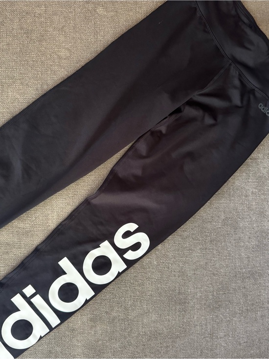 adidas Pants - adidas Black Leggings with White Logo Print